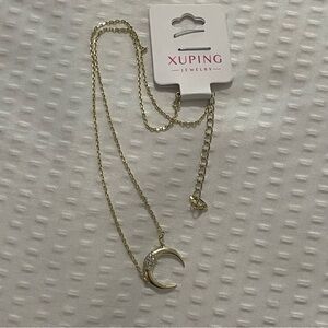 XuPing Elegant Gold Crescent Necklace